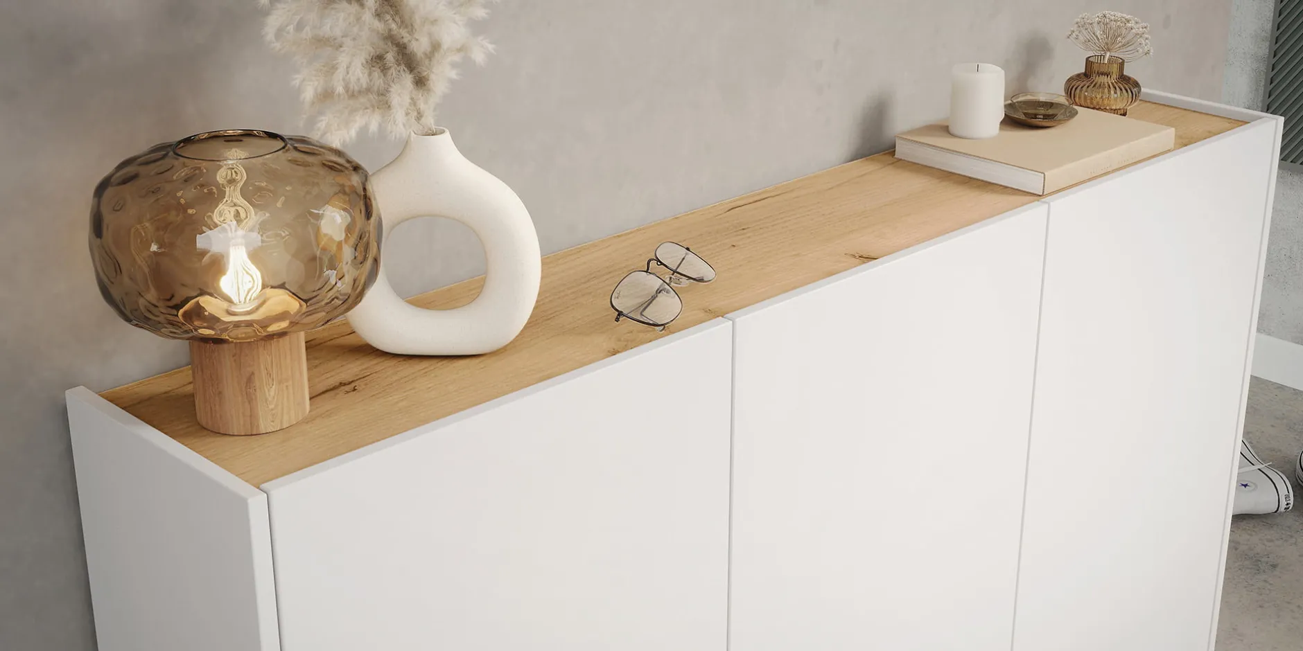 Opbergkast Aniek Wit Eiken 105 cm^Huisenthuis Clearance