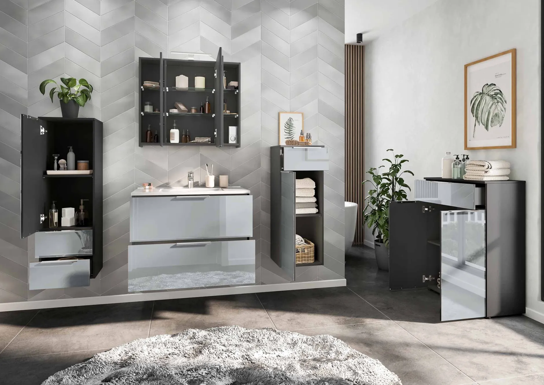 Opbergkast Philip Grafiet-Zilver^Huisenthuis New