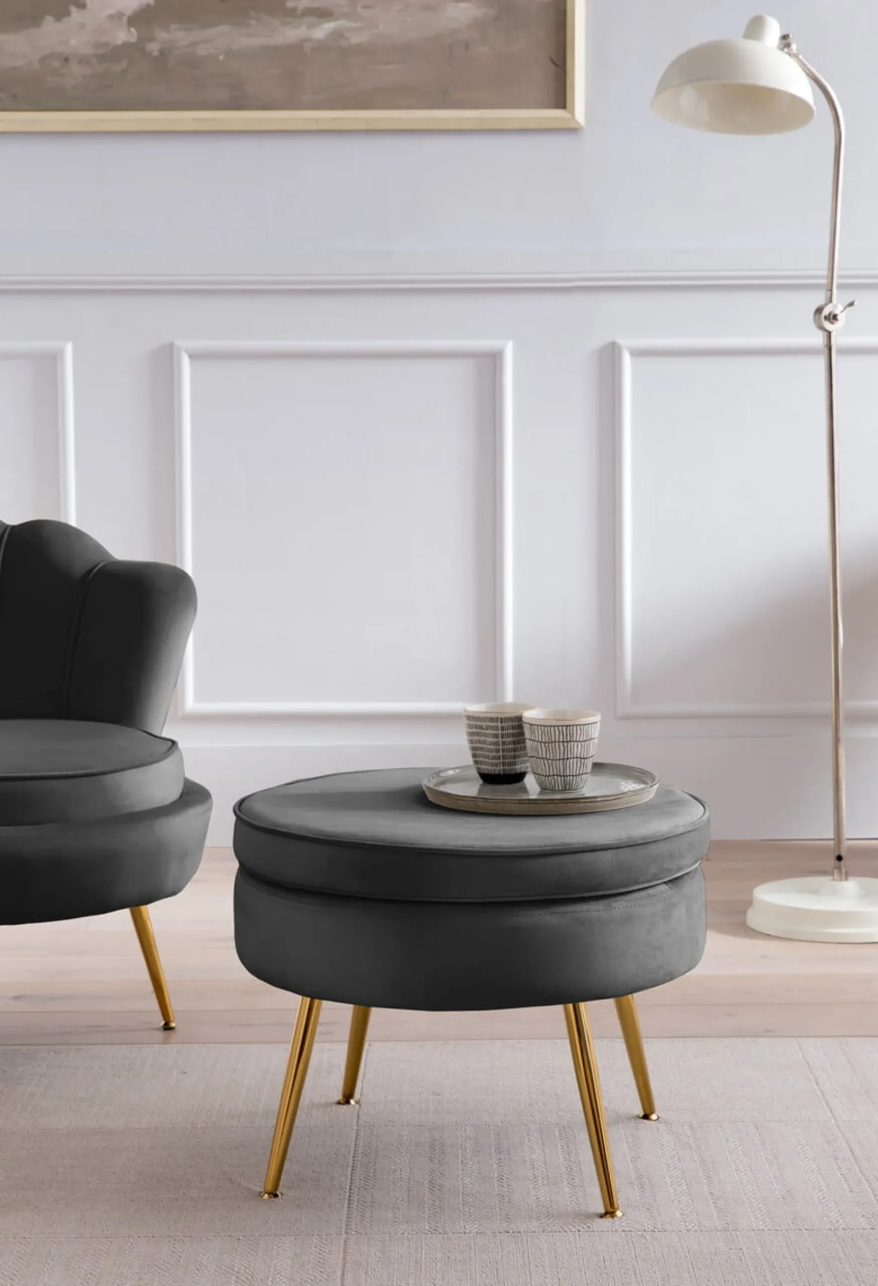 Poef Chanelle Velvet 52 cm^Huisenthuis Clearance