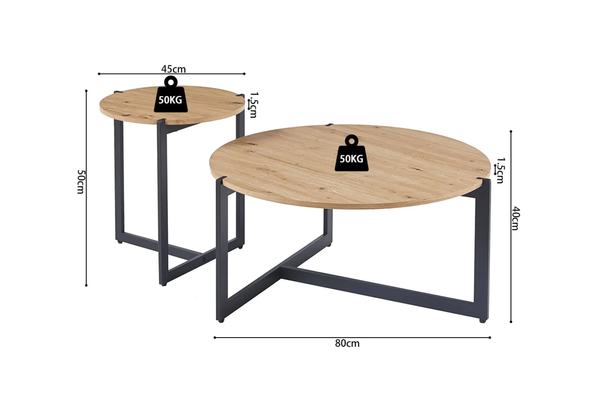 Salontafel set Axelle Eiken^Huisenthuis Online