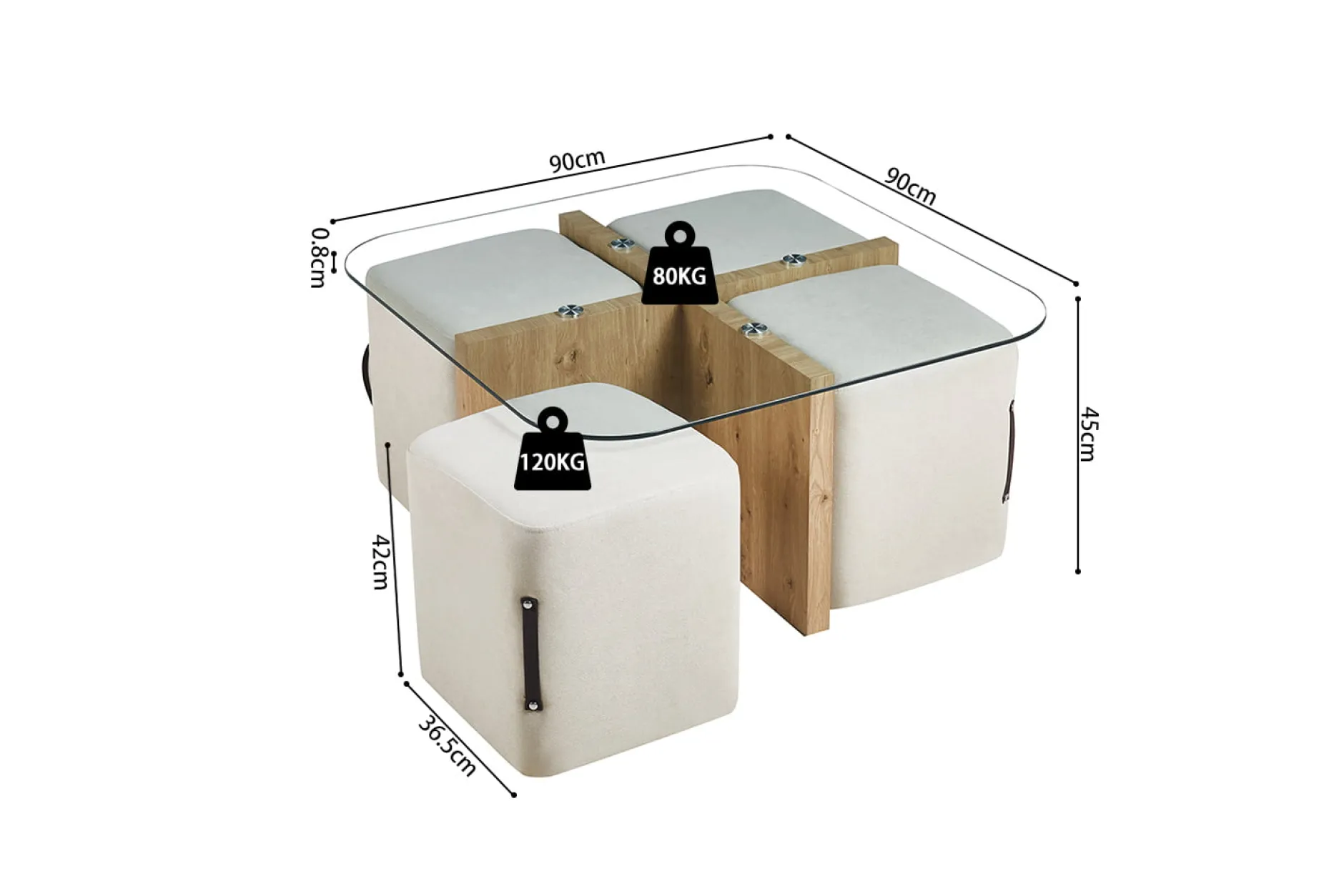 Salontafel set Kaat Eiken^Huisenthuis New