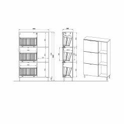 Schoenenkast Archie Grafiet 85 cm^Huisenthuis Outlet