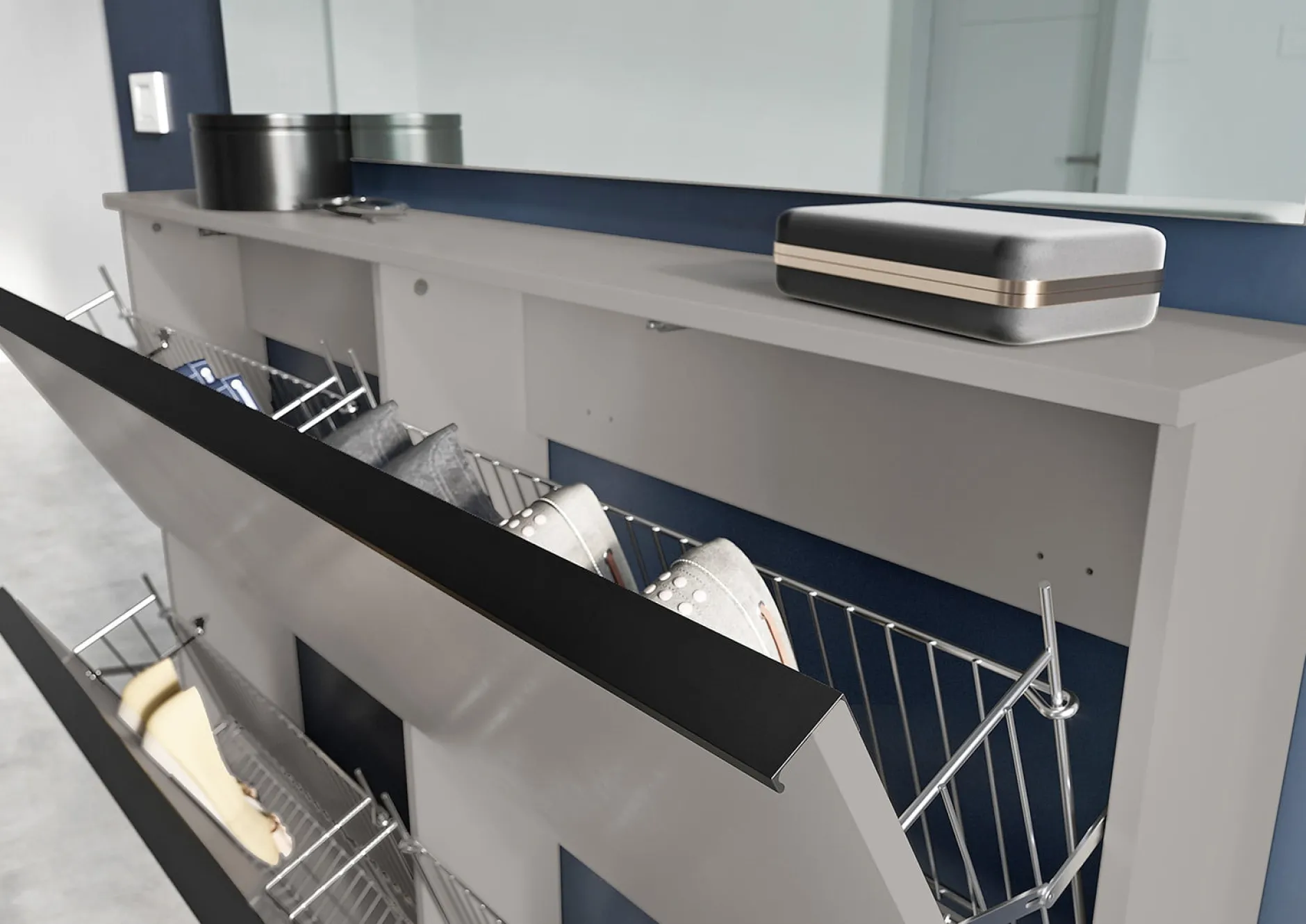 Schoenenkast Miles Grijs 140 x 85 cm^Huisenthuis