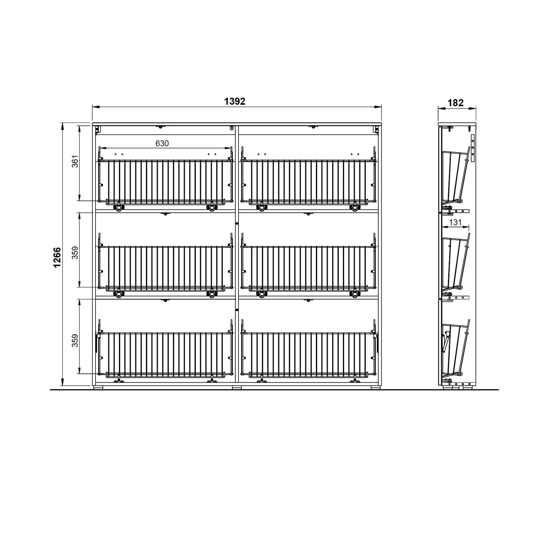 Schoenenkast Miles Grijs 140 x 129 cm^Huisenthuis