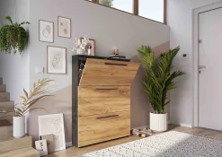 Schoenenkast Santana Grafiet Eiken 129 cm^Huisenthuis Online