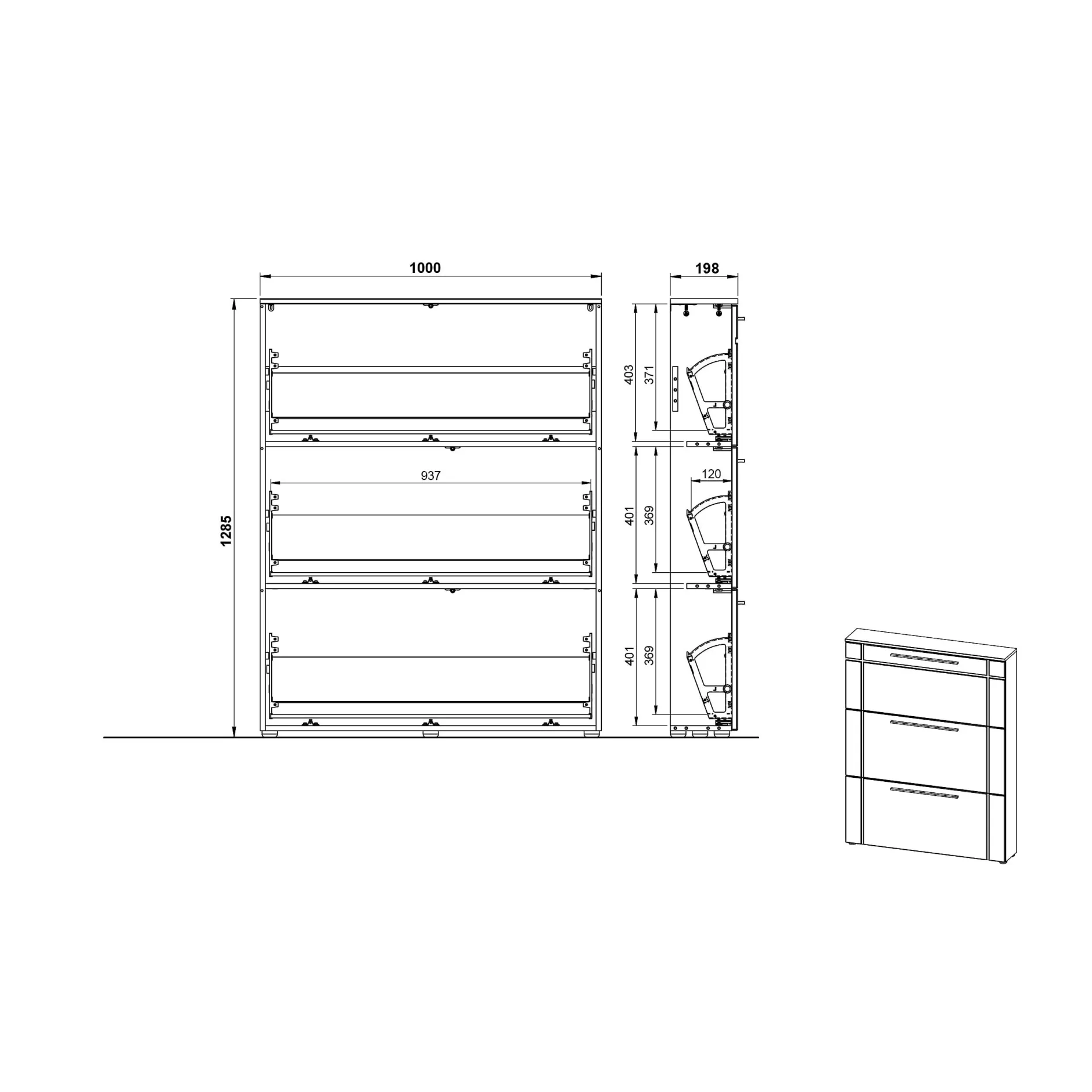 Schoenenkast Veerle Wit-Eiken^Huisenthuis New