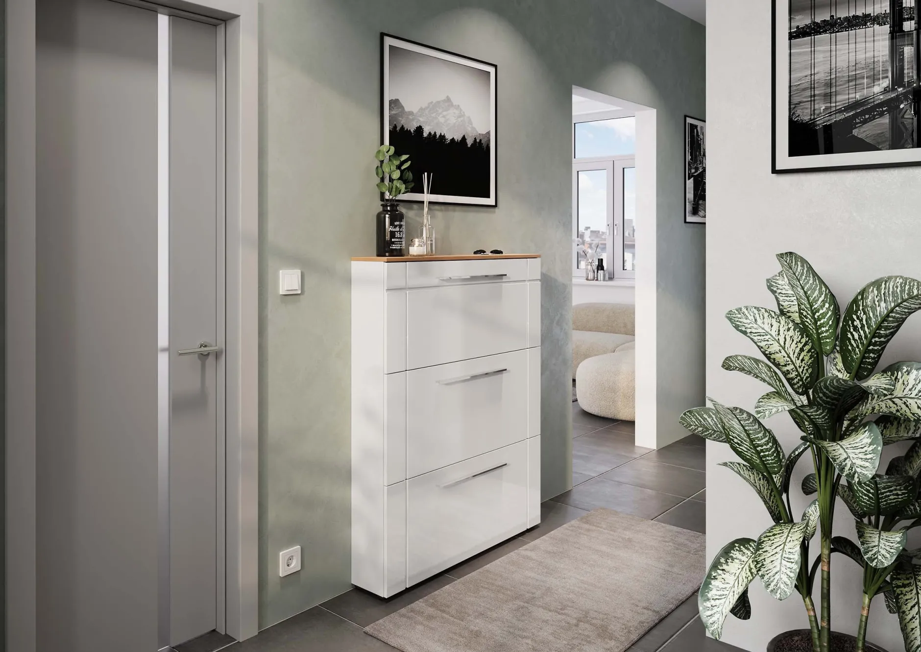 Schoenenkast Veerle Wit-Eiken^Huisenthuis New