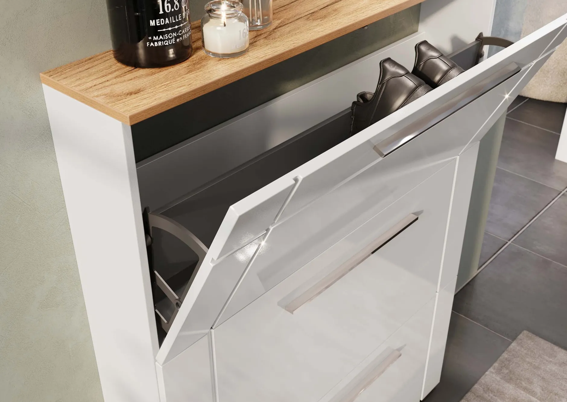 Schoenenkast Veerle Wit-Eiken^Huisenthuis New