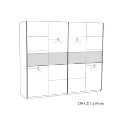 Schuifdeurkast Livia 250 cm Eiken^Huisenthuis Outlet
