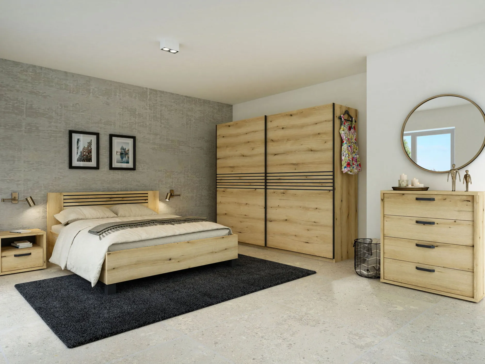 Schuifdeurkast Mekong Eiken 150cm^Huisenthuis Outlet