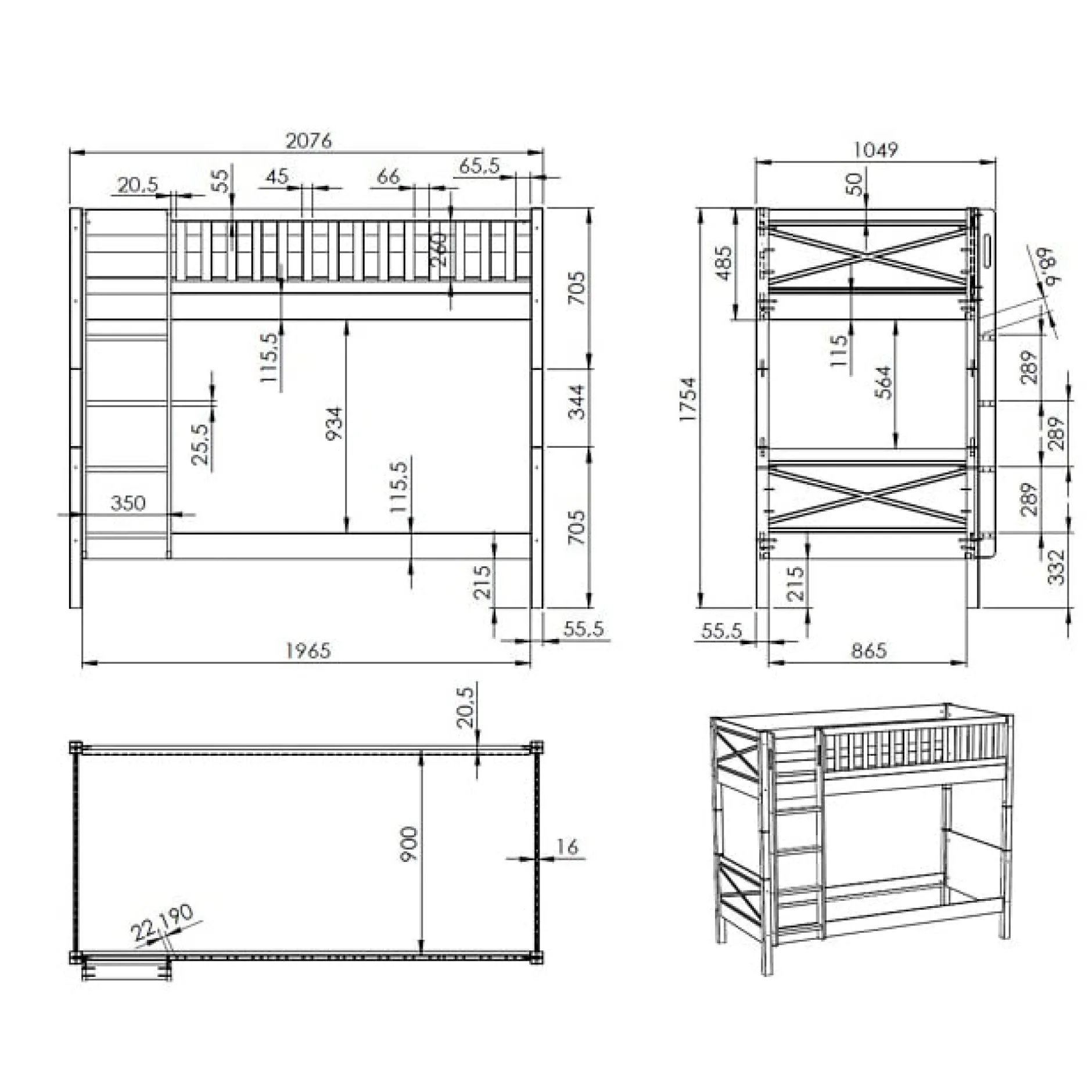 Stapelbed Jonas Wit^Huisenthuis Discount