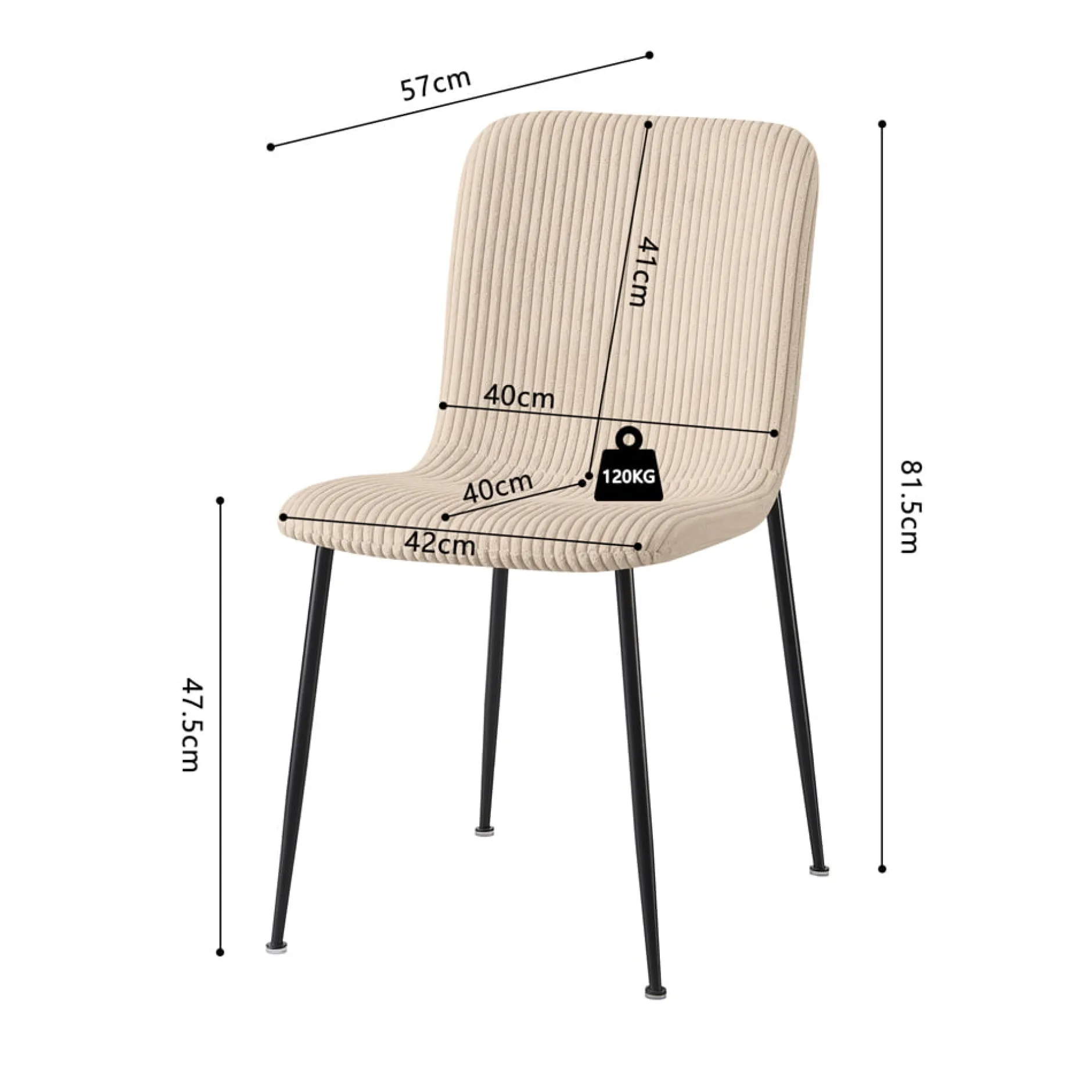 Stoel James Beige Ribstof – Set van 2^Huisenthuis Online