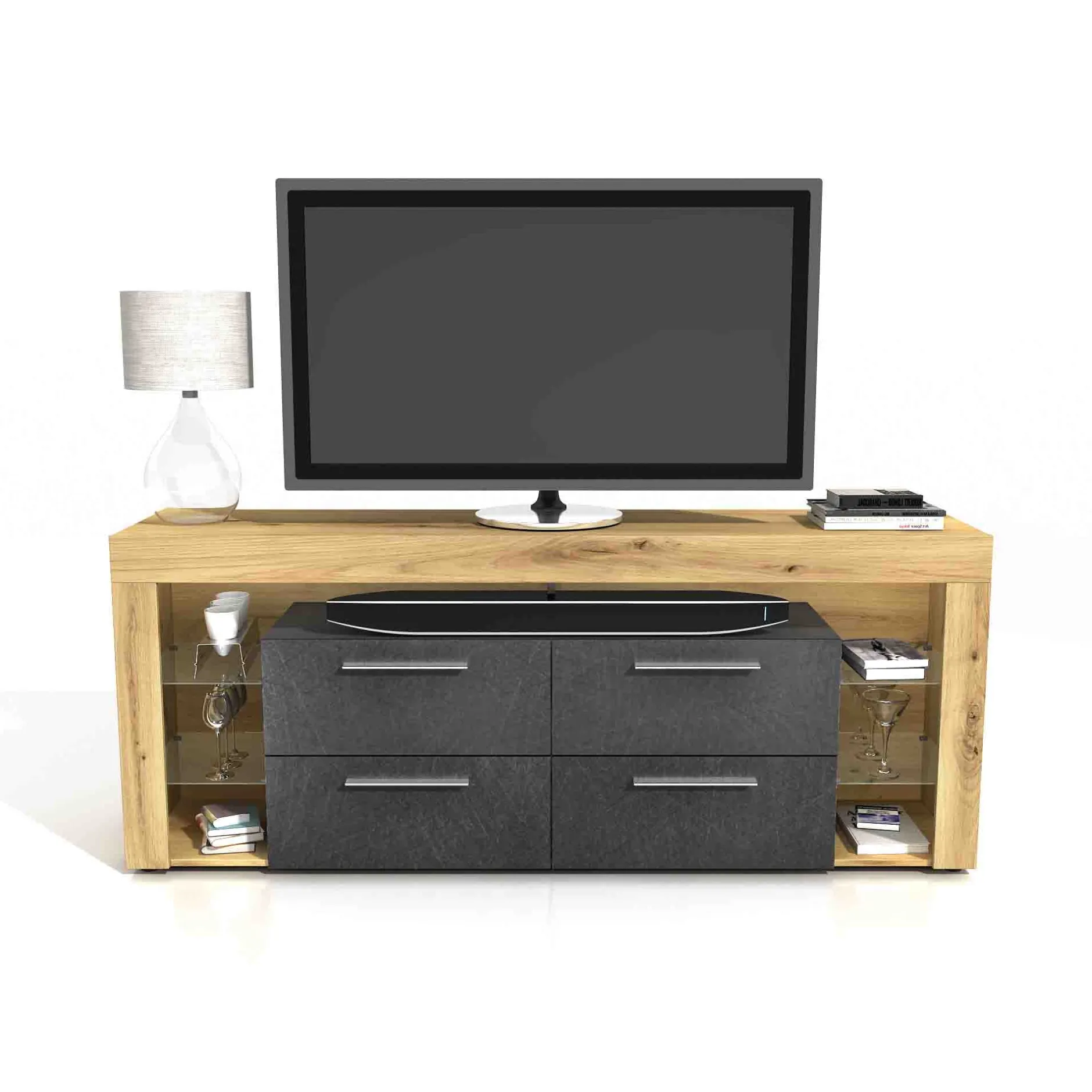 TV-meubel Enrico Artisan Eiken 180x73x41 cm^Huisenthuis New