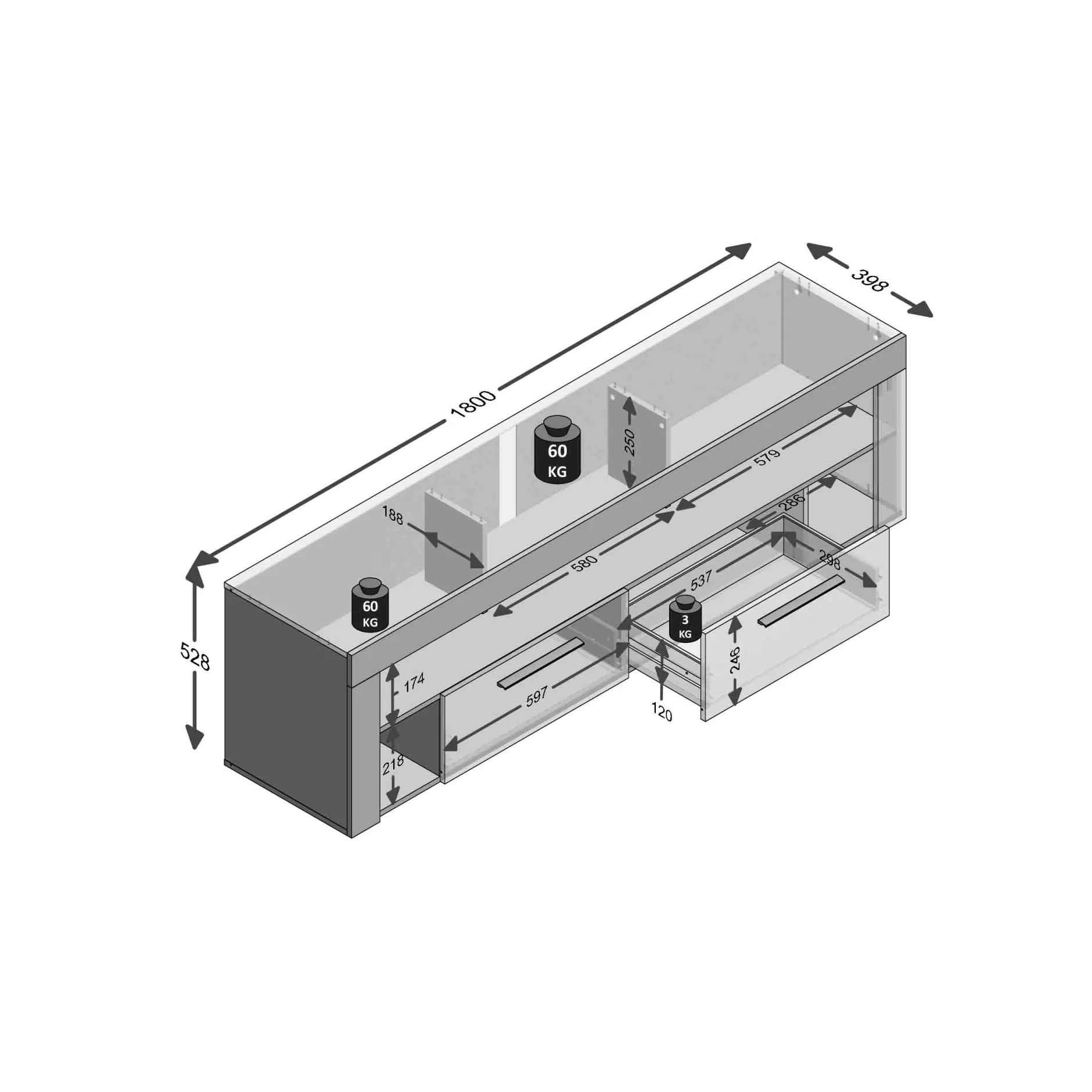 TV-meubel Enrico 180x40x53 cm^Huisenthuis Best