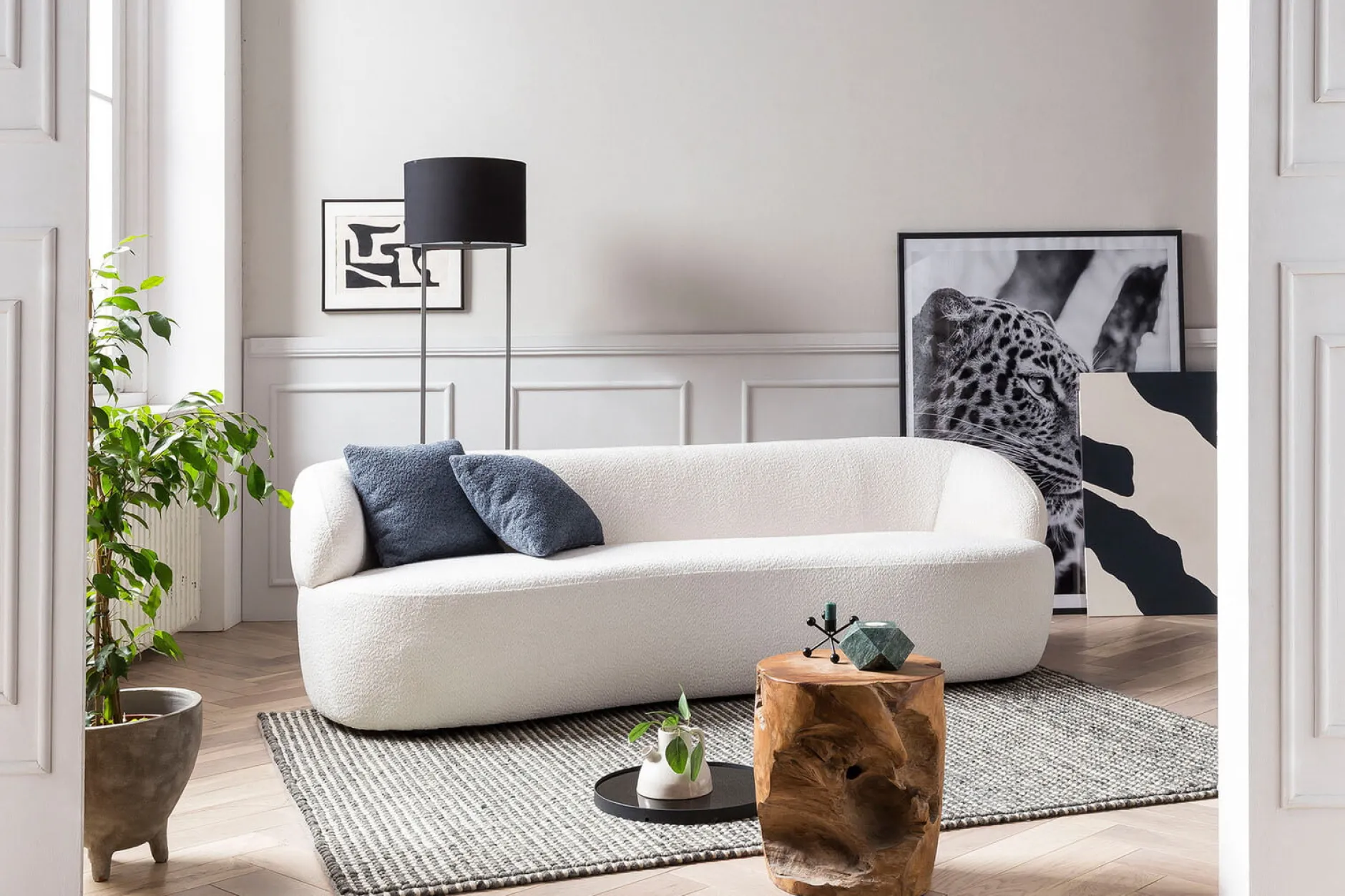 3-zits bank Pien Wit Bouclé^Huisenthuis Best