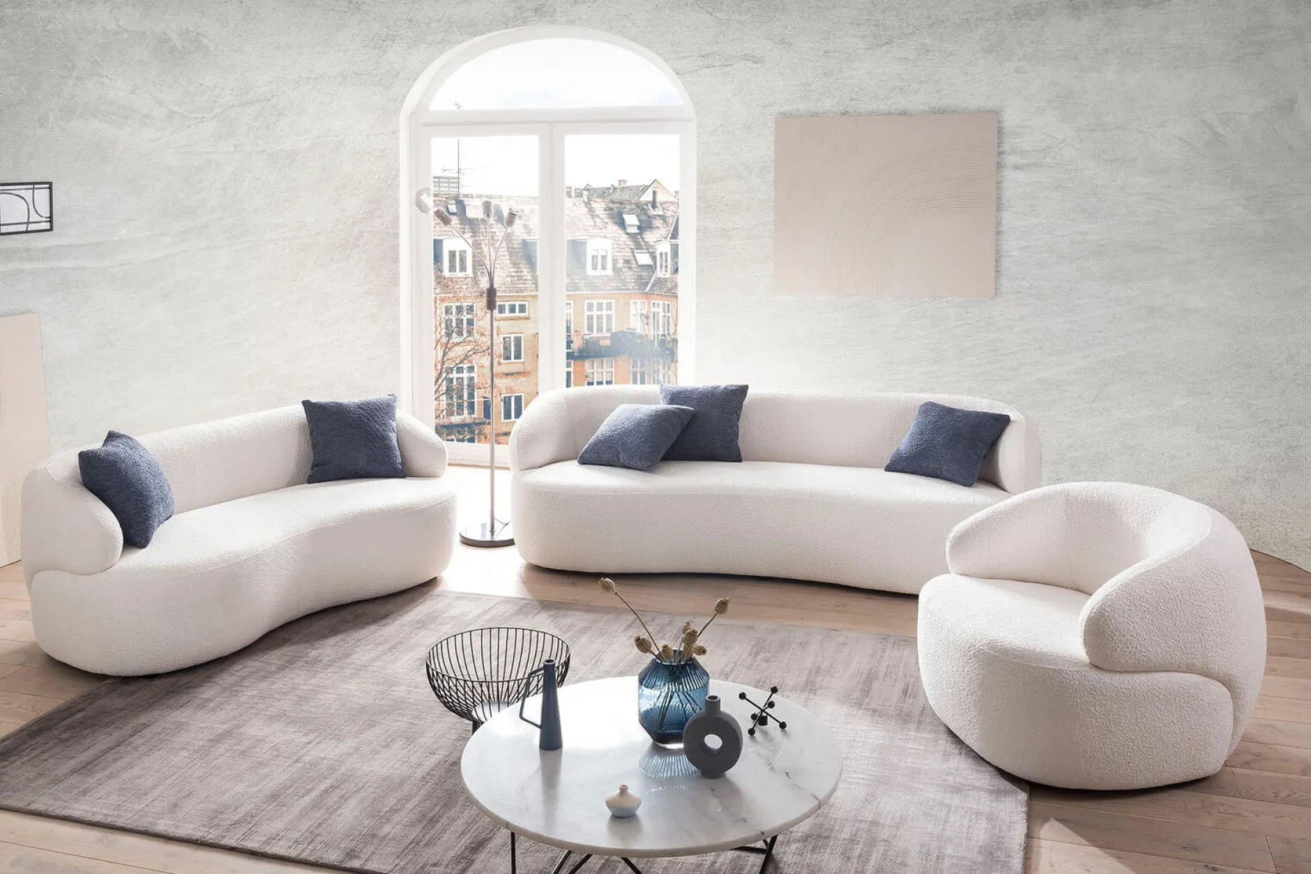 3-zits bank Pien Wit Bouclé^Huisenthuis Best